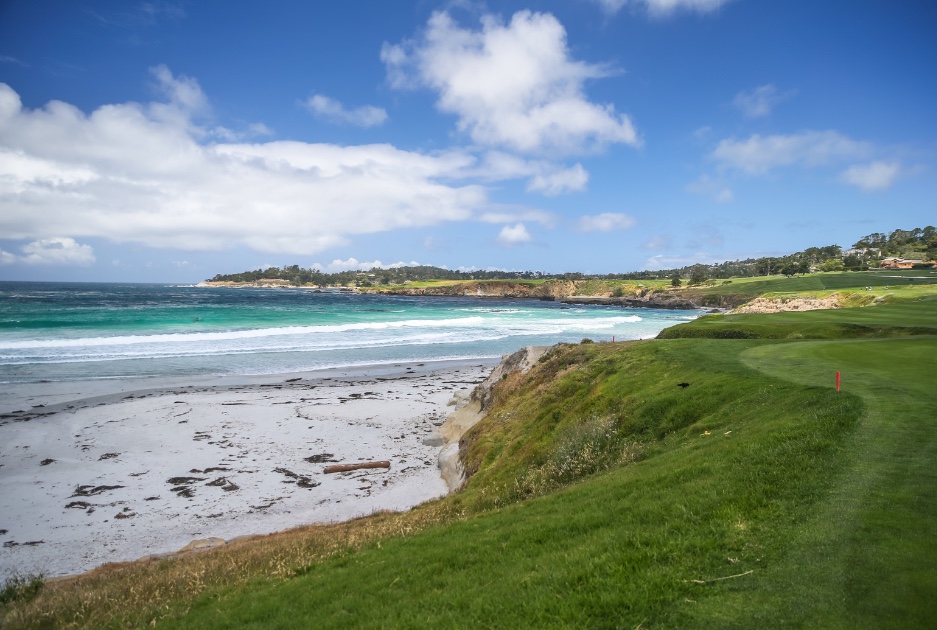 view of pebble beach from shore